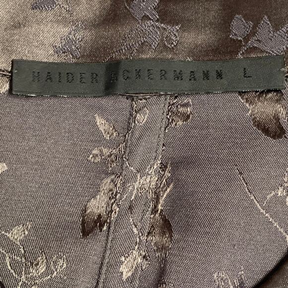 HAIDER ACKERMANN Size L Brown Jacquard Viscose Button Up Long Sleeve Shirt - Picture 5 of 6